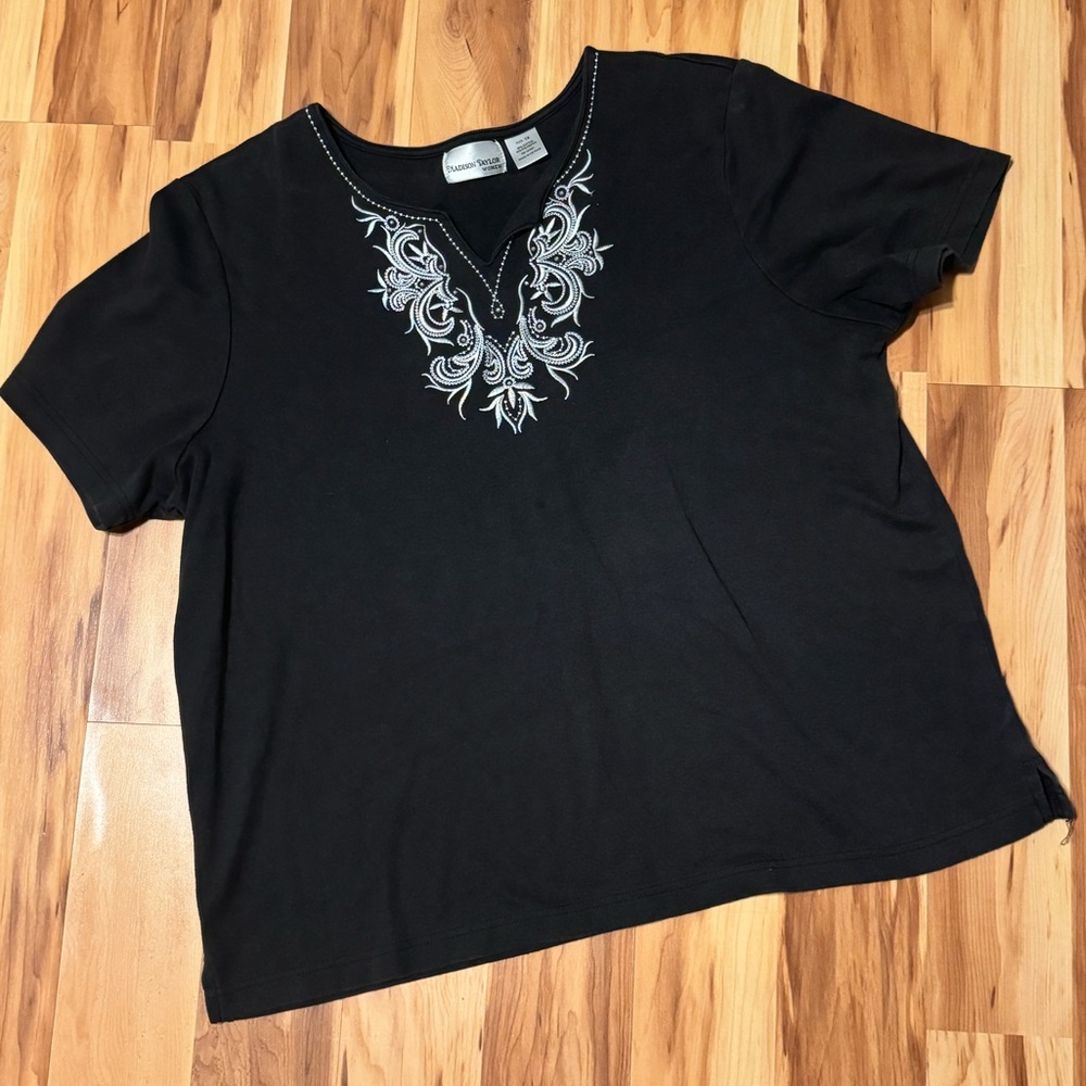 Madison Taylor | Black Embroidered Women's Top